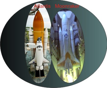 Teilschnappschuss von Moonraker und Atlantis (Nasabild) Teilausschnitt aus öffentlichen Interesse zum Vergleich.