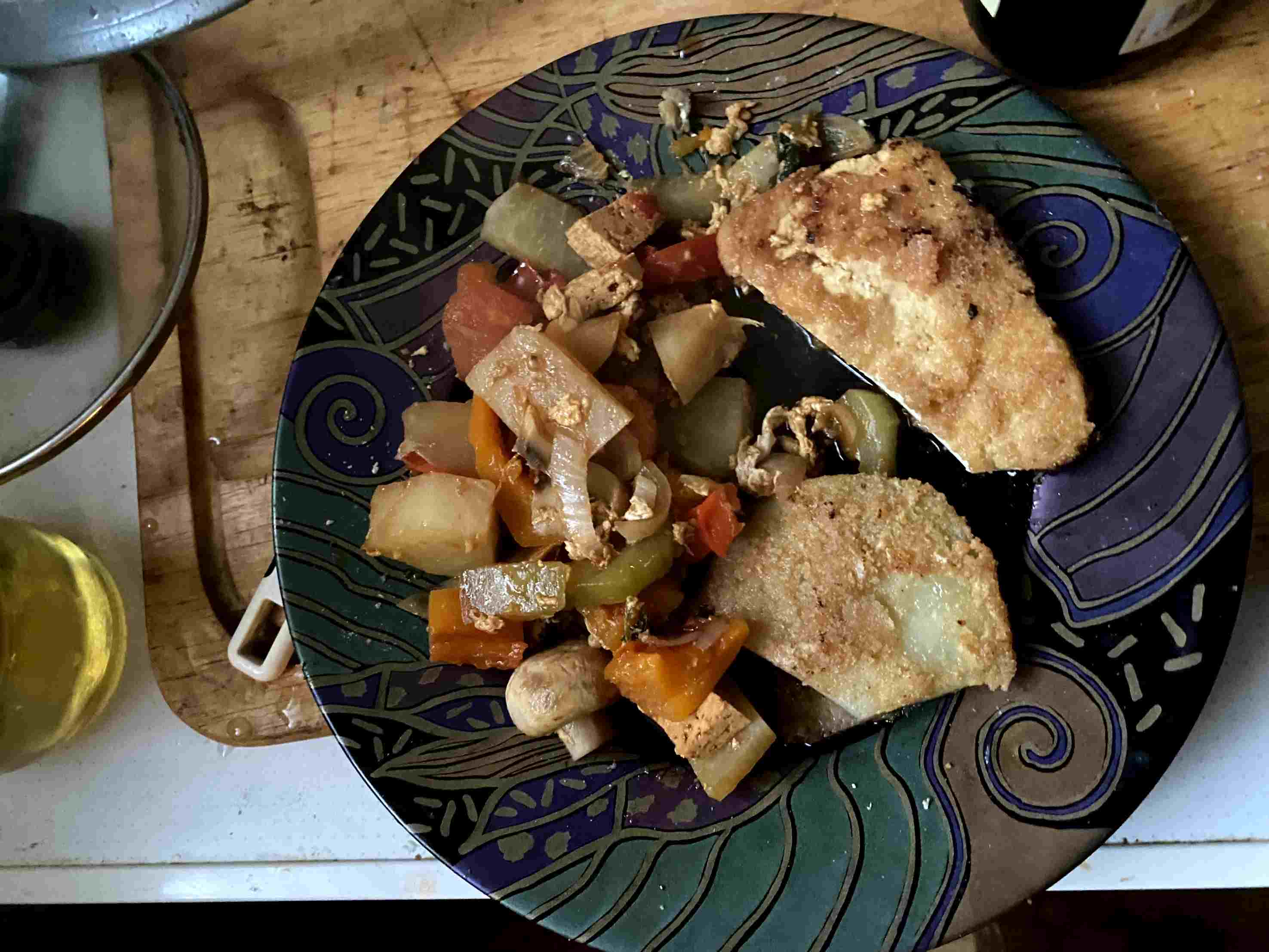 Krbisschnitzel mit Beilage