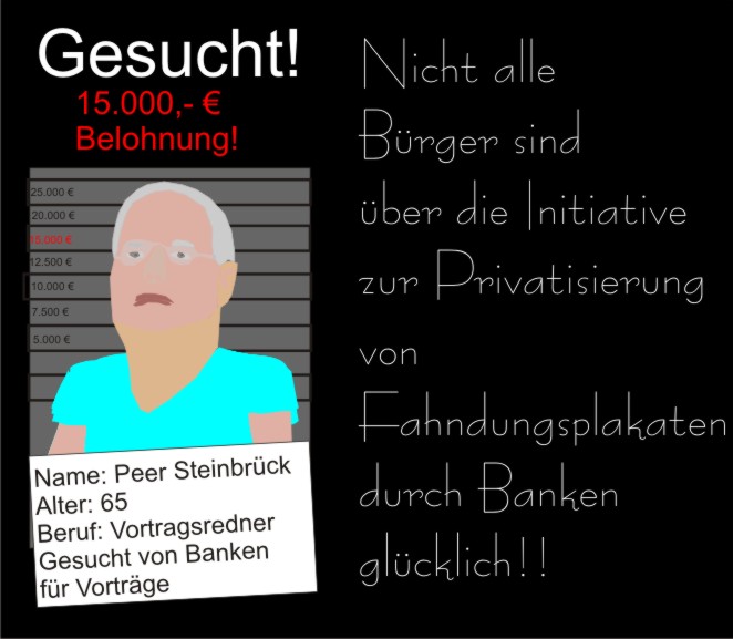 Karikatur über Peer Steinbrück: Fahndungsplakat